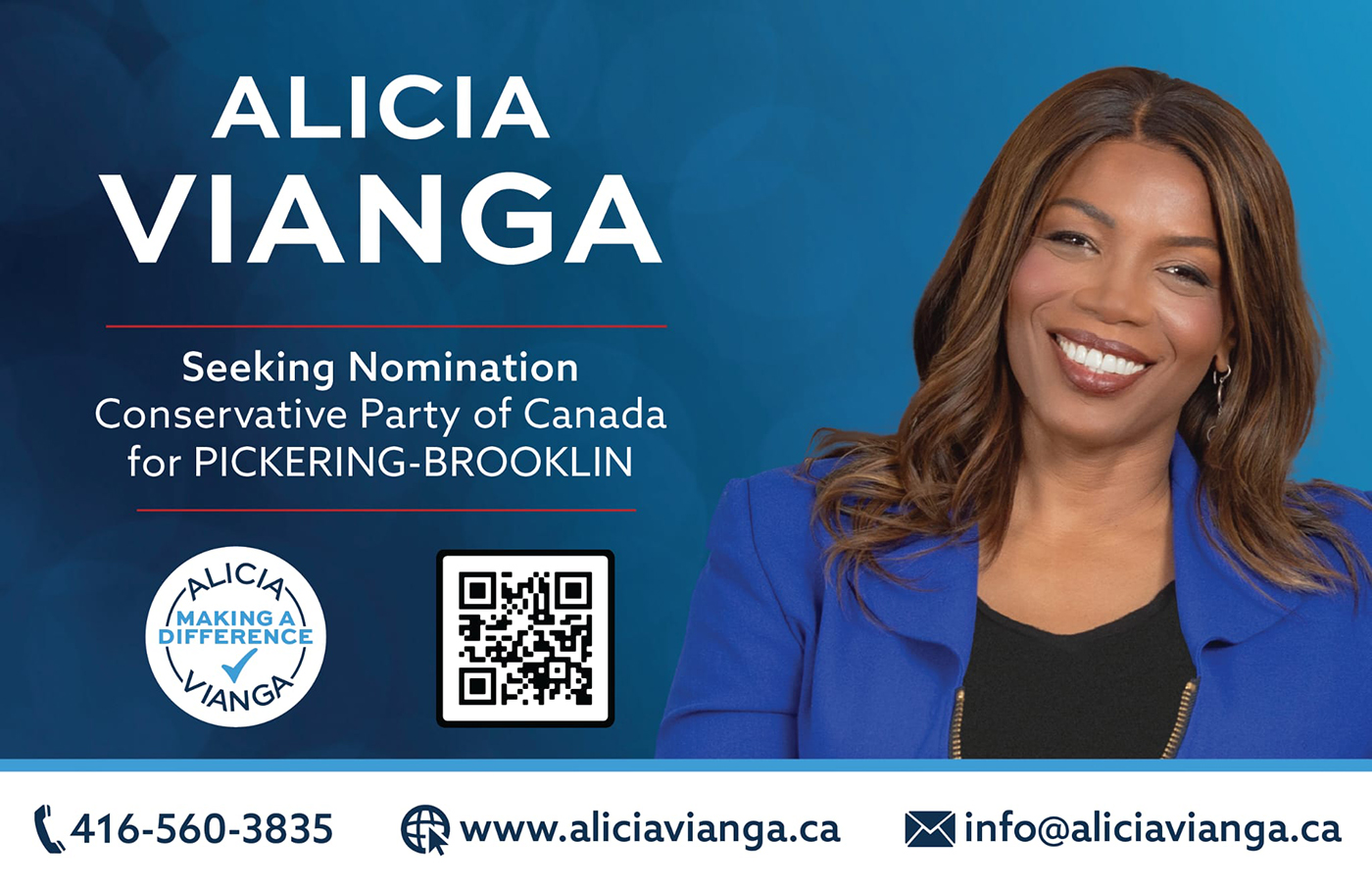Seeking Nomination Conservative party of Canada for Pickering-Brooklin